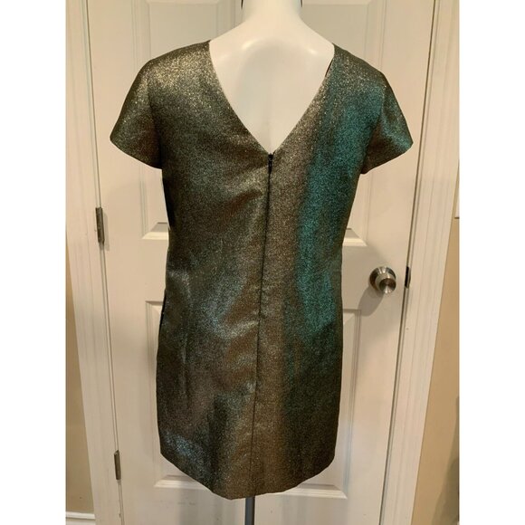 Madewell Metallic Gold Short Sleeve Shift Dress W/ Pockets, Size 2 (US) - Picture 6 of 8